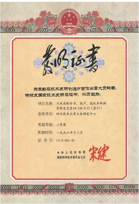 1996年国家技术发明奖二等奖